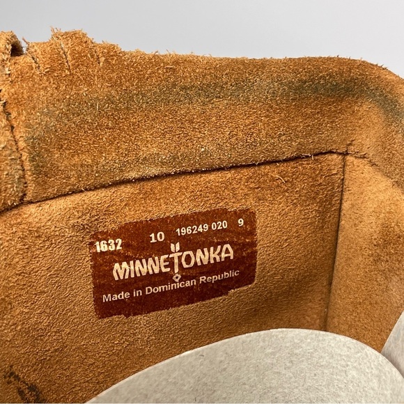 Minnetonka Brown 3-Layer Fringe Boots Size 10M - Picture 8 of 14